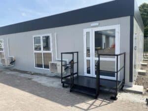 Modular Building Grey with Step to Entrance
